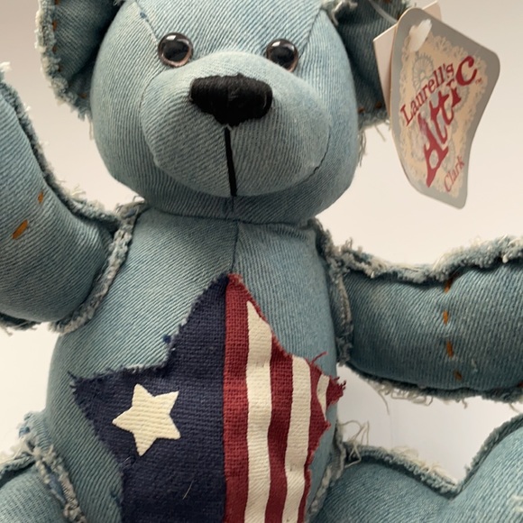 NWT Laurell’s Attic Clark Denim Patriotic Bear - Collectors  7” high - Picture 5 of 6